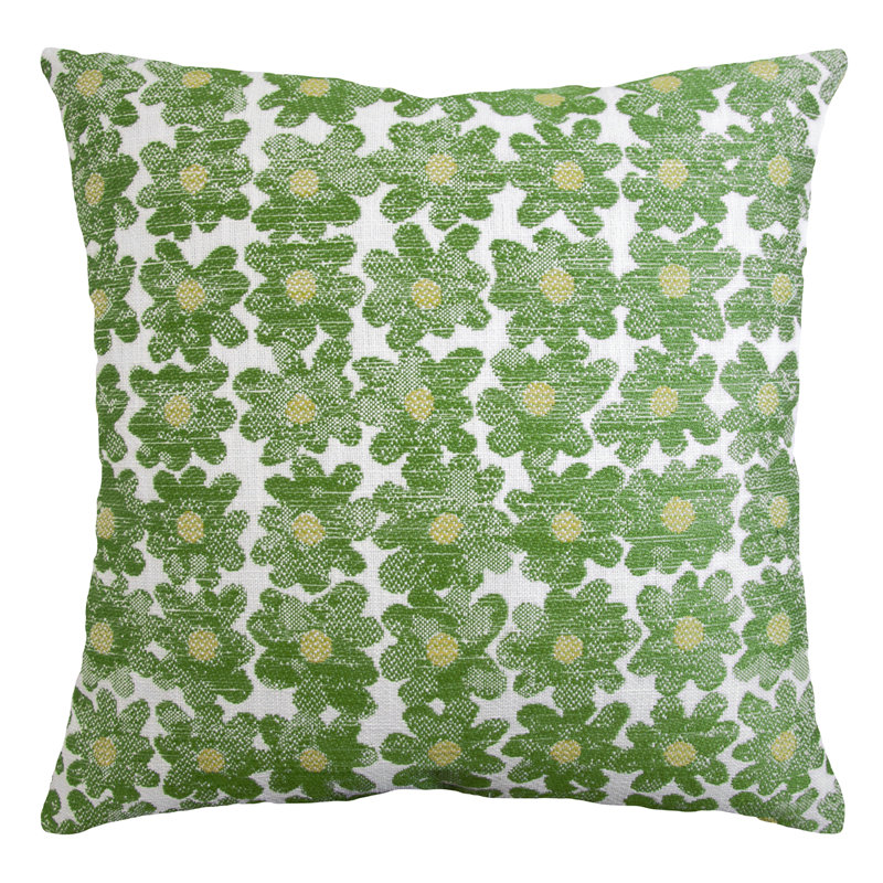 Daisy Performance Square Pillow Cover & Insert, Avocado, Square 18"
