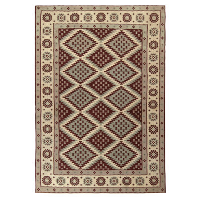 Rug & Kilim Vintage Turkish Kilim Rug In Brown, Gray-blue, Off-white Geometric Pattern In Blue;brown;gray