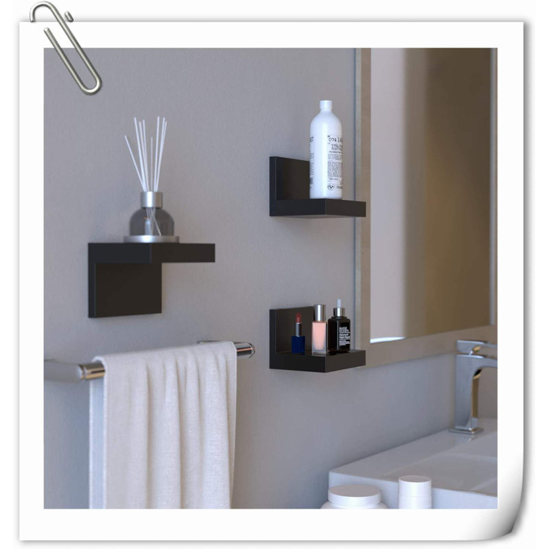 Blountstown 3 Piece Wood Bracket Shelf, Black