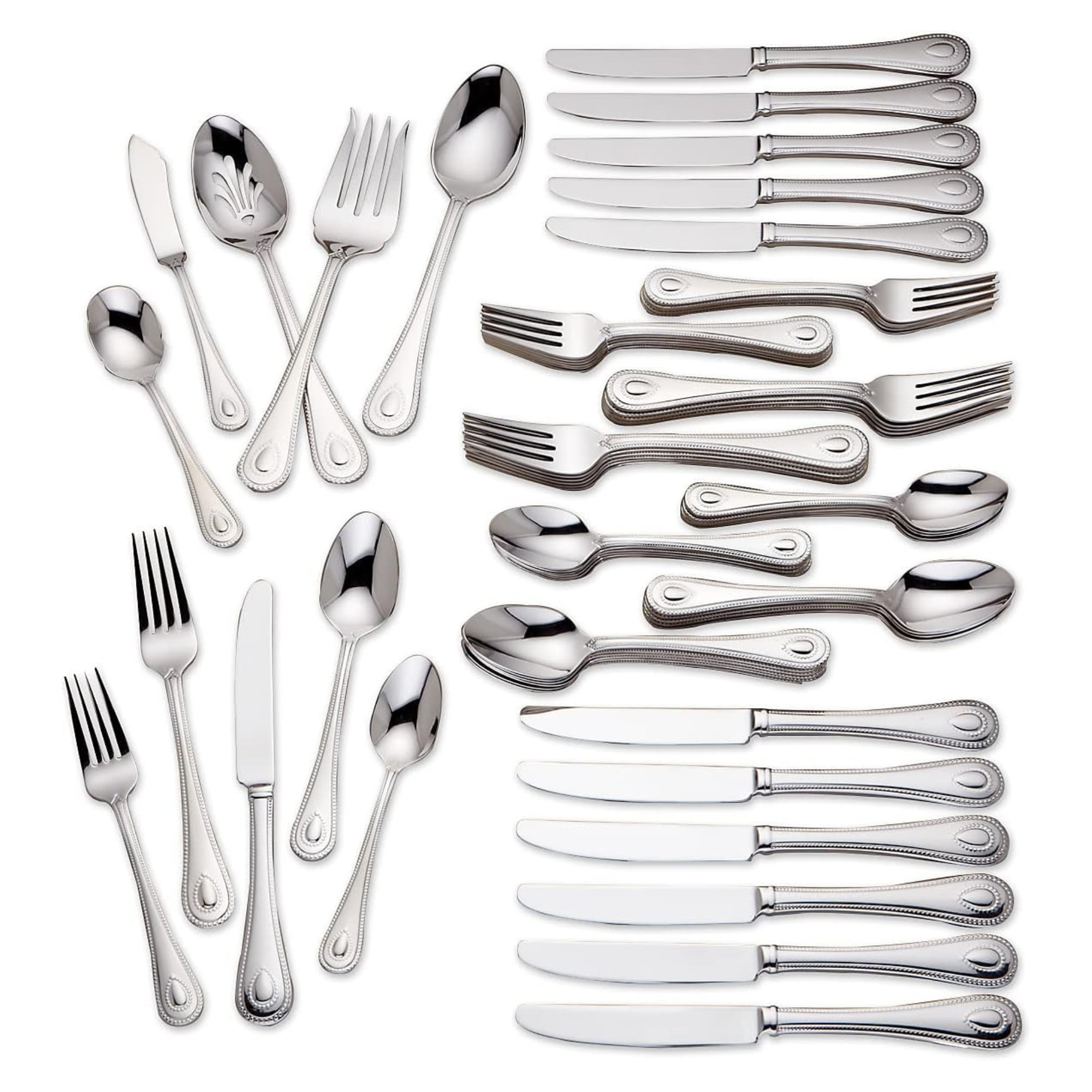 Lenox French Perle 65 Piece Flatware Set, 18/10 Stainless Steel, Service For 12