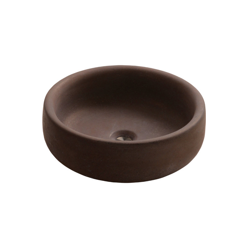 Newterra Handmade Circular Vessel Bathroom Sink, Terracotta