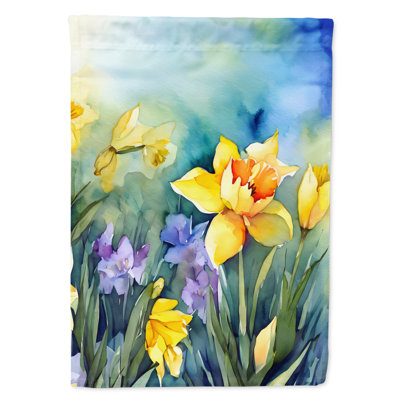 Jonquilles dans un drapeau de maison aquarelle