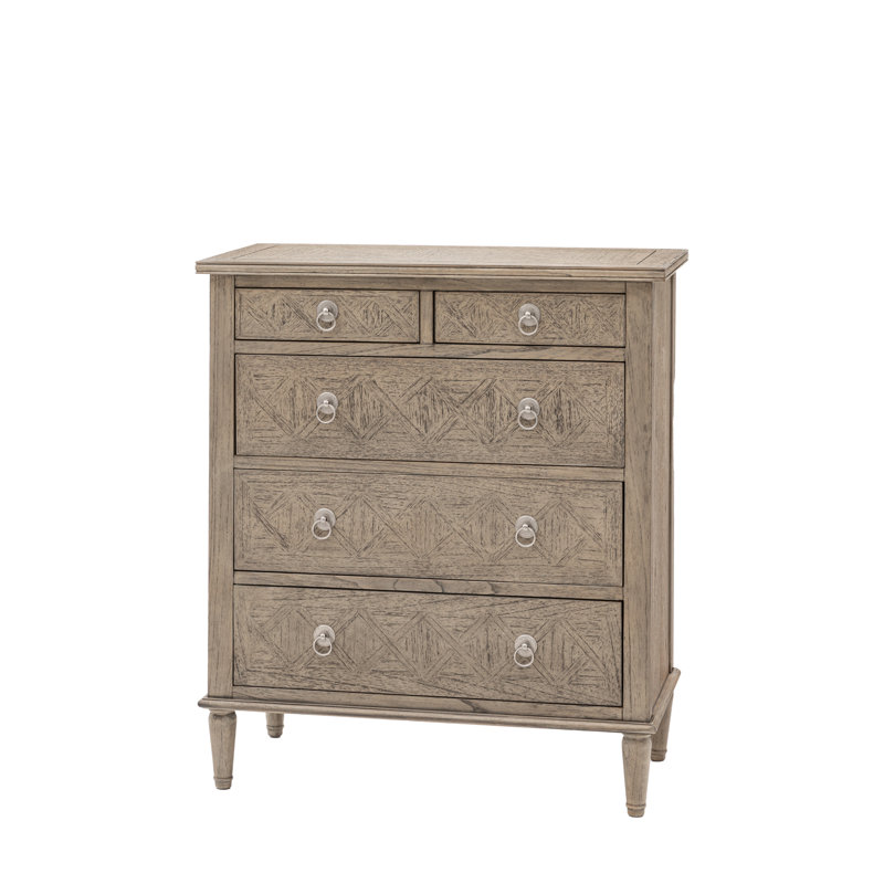 Mandie Solid Wood 90cm W 5 - Drawer Chest of Drawers