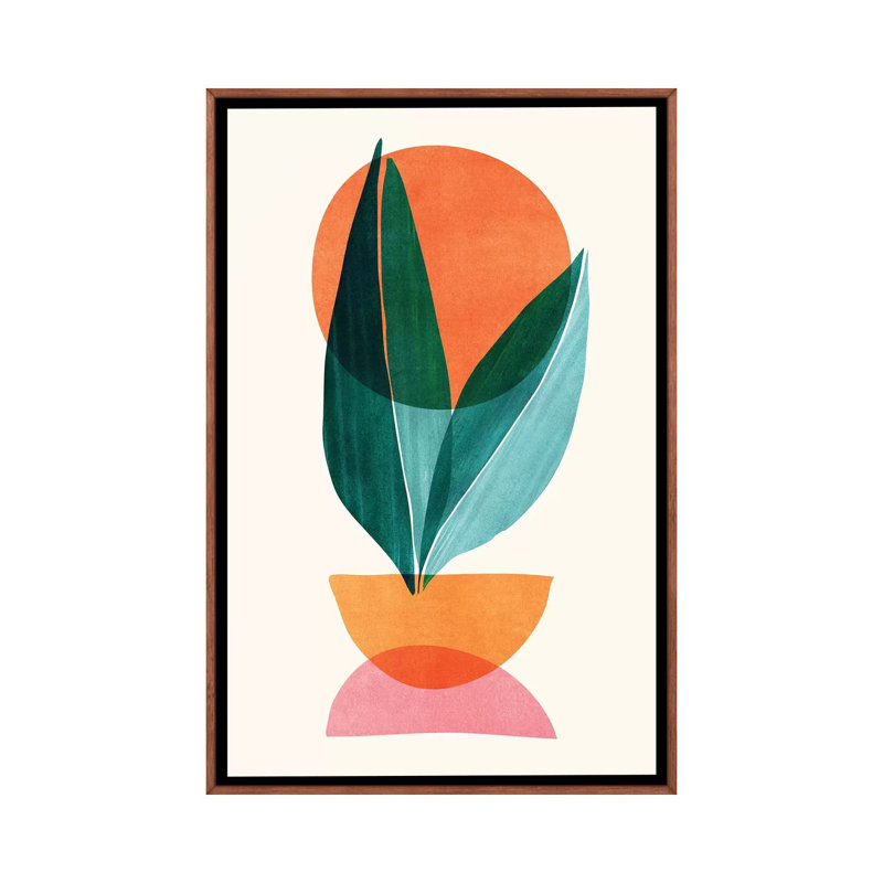 « Nature abstraite »-impression d’art graphique, Pas de tapis, H 40 po x l 26 po x P 1,5 po, Toile classique avec cadre brun