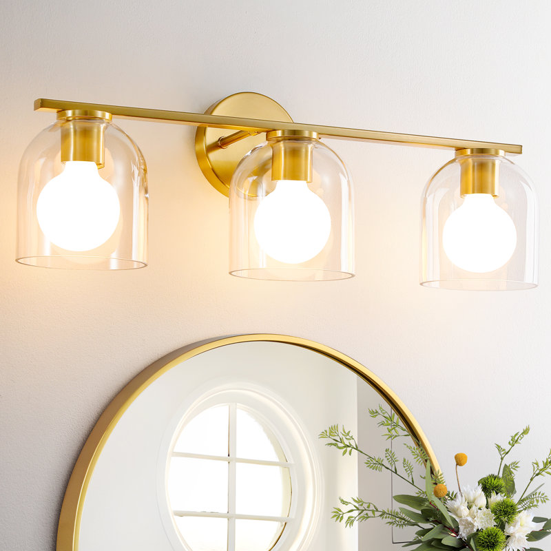 3-Light Dimmable Vanity Light, 23.23" Width, Brushed Gold