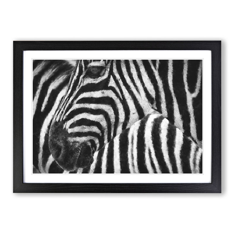 Zebra Vol.2 - Picture Frame Painting, 48cm H x 65cm W x 2cm D, Black