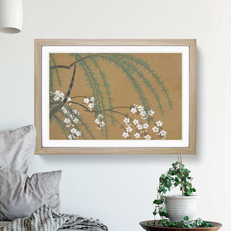 Blossoms by Kamisaka Sekka - Picture Frame Painting, Oak Framed, 27cm H x 36cm W x 2cm D