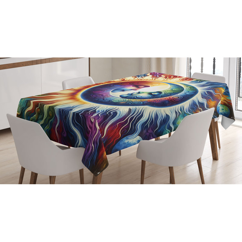 Kathey Rectangle No Pattern Microfiber Tablecloth, 84" Rectangle