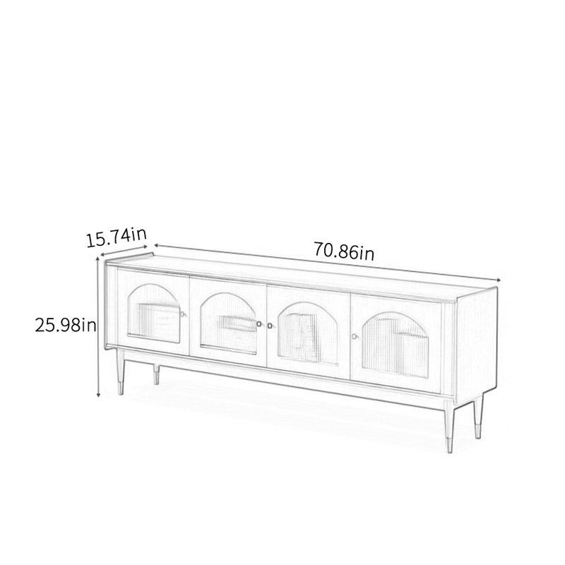 Meuble télé en bois massif au design simple, Bois brun foncé, 70.86"