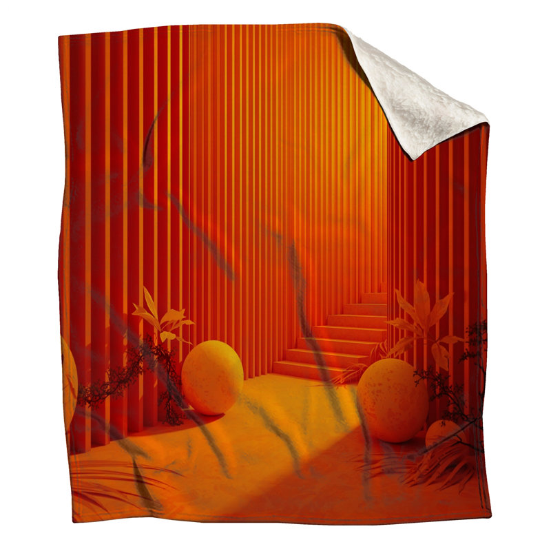 Couvertures d'escalier orange géométrique, L 50 po x H 60 po