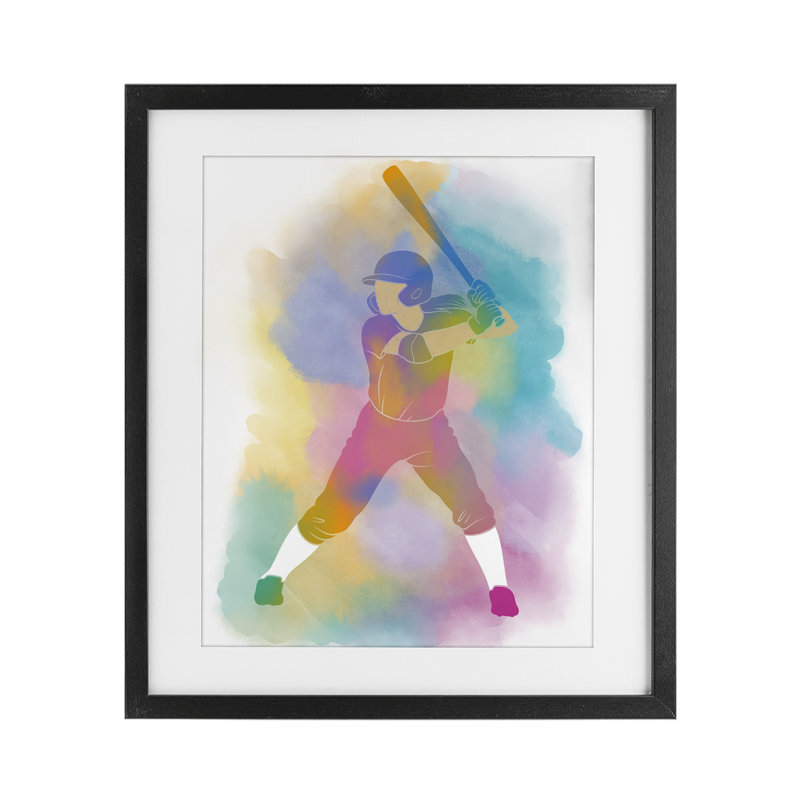 «Colorful Sports Baseball», reproduction encadrée sous verre, conception de Marcus Prime, H 16 po x l 13 po