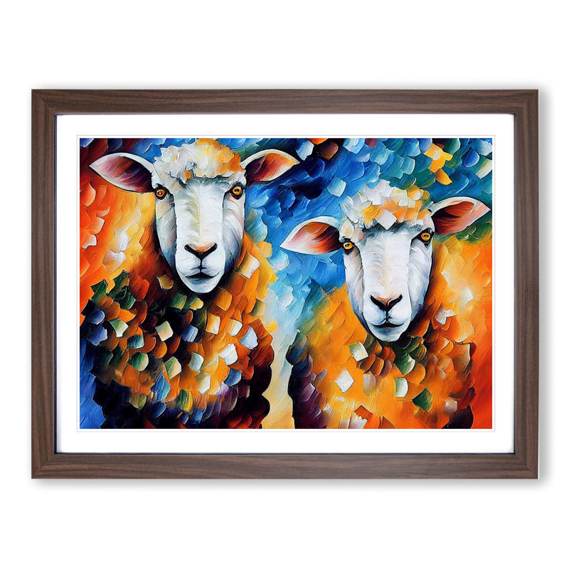 Sheep Vol.3 Abstract - Framed Print, 46cm H x 64cm W x 2cm D, Walnut