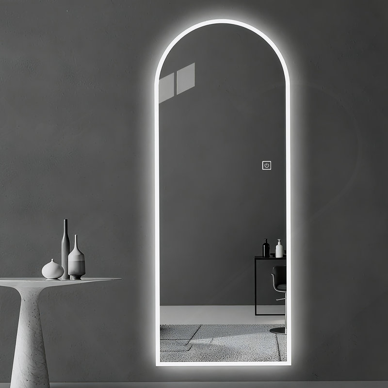 LED Full Length Wall Mirror, Symmetrical Arch Mirror With Dimmable 3 Color Temperature Lighting