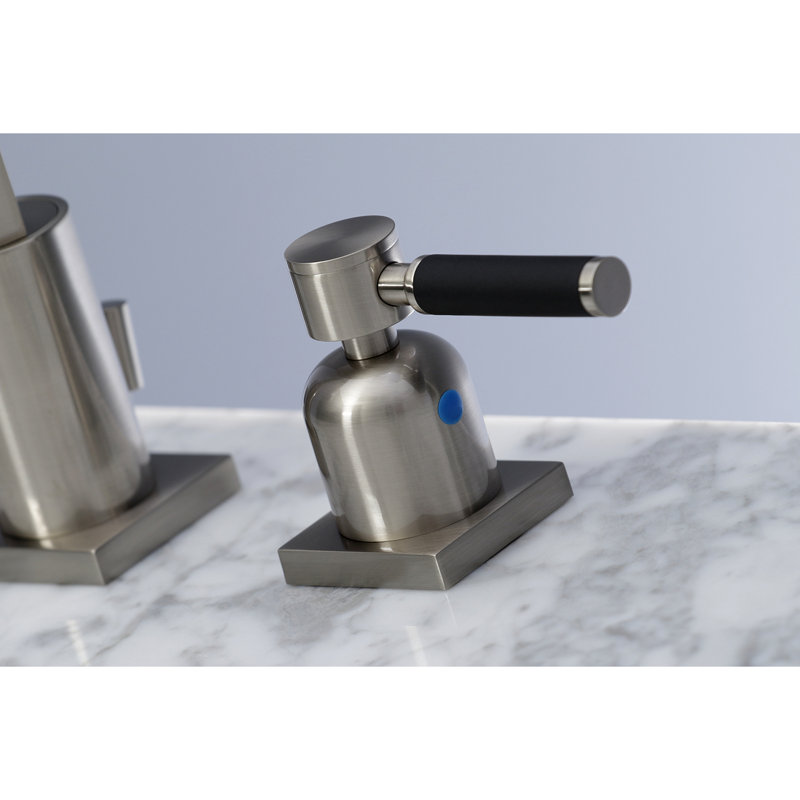 Kingston Brass Kaiser Two-Handle 3-Hole Deck Mount Widespread Bathroom Faucet with Retail Pop-Up Drain, Brushed Nickel