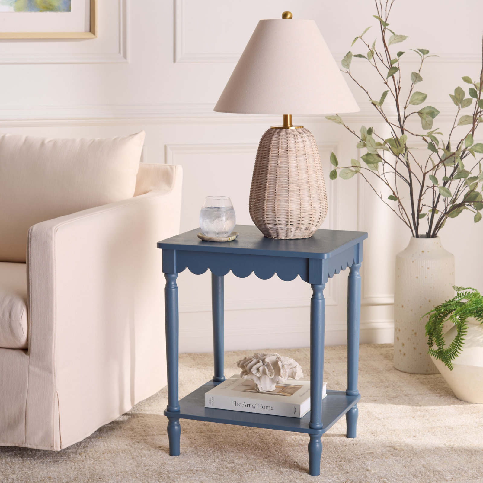 Branden 19" Pine End Table, Blue