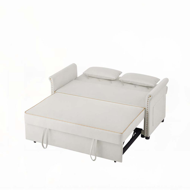 Canapé-lit convertible en velours, Beige