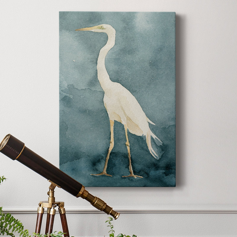 Simple Egret I - Toile tendue avec châssis de qualité supérieure, prête à être accrochée, H 60 po x l 40 po x P 1 po