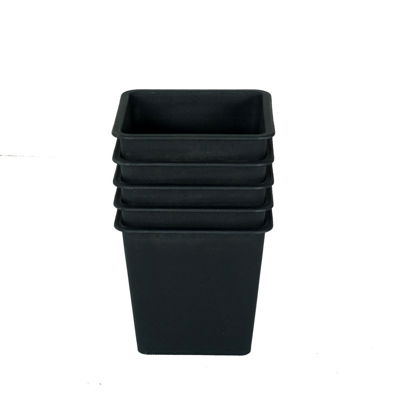 6.3" Square Nursery Plant Pot - Garden Plastic Pots with Drainage (5-Pack), 4.70" H x 5" W x 5" D