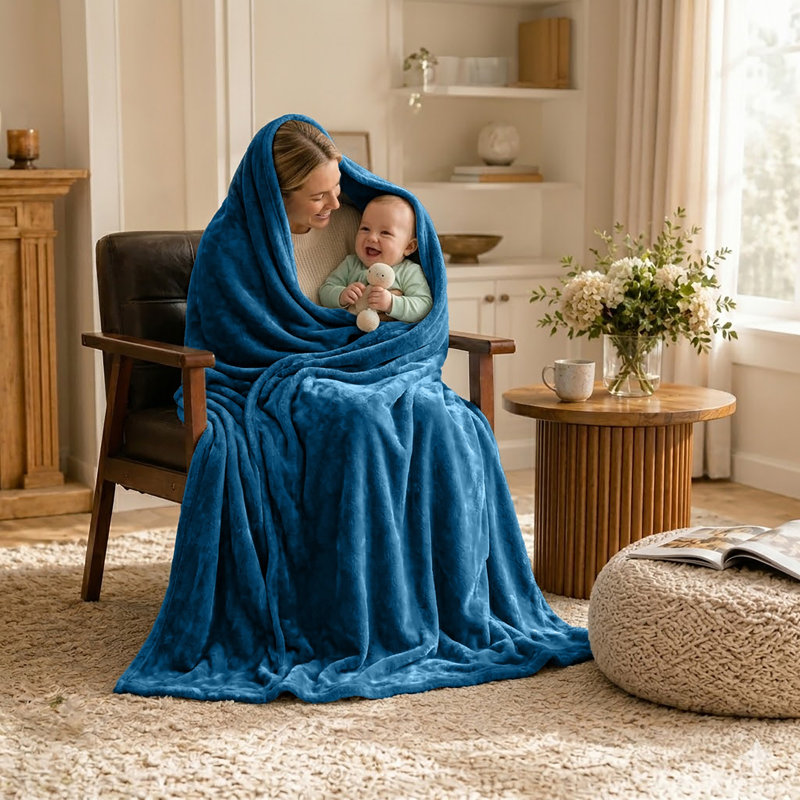 Ultra-Soft Fleece Blanket - Plush Warm Bed & Sofa Throw for All-Season Comfort, Teal, Single (130cm x 150cm)