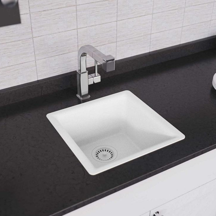 Évier de bar à double fixation l 16 po x l 16 po Quartz Luxe, Ricotta