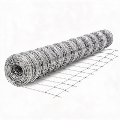 Clôture pour bétail en fil d'acier galvanisé à nœuds articulés, calibre 12, 1,5 m x 100 m (5 pi x 328 pi), clôture métallique robuste pour bovins, chèvres, moutons, porcs, pâturages, cours et jardins