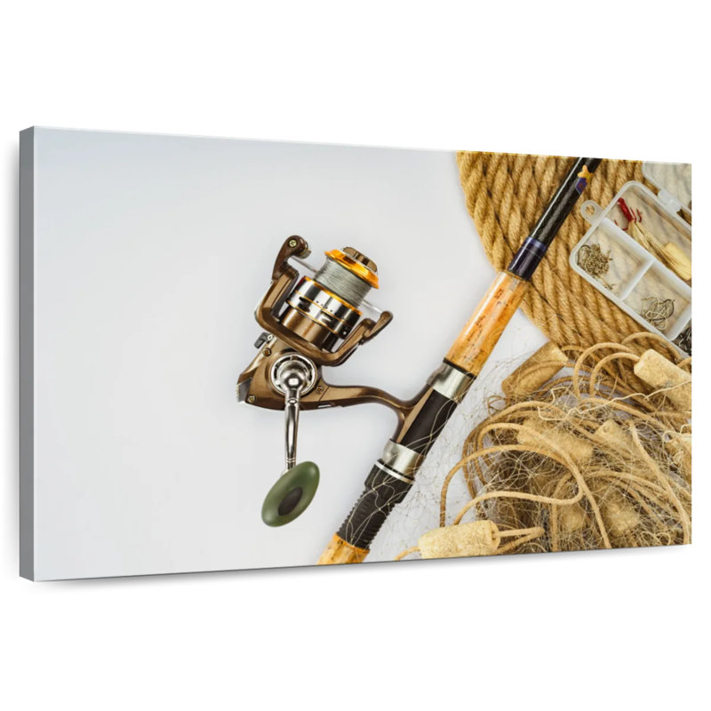 Fishing Rod And Net, 8" H x 12" W