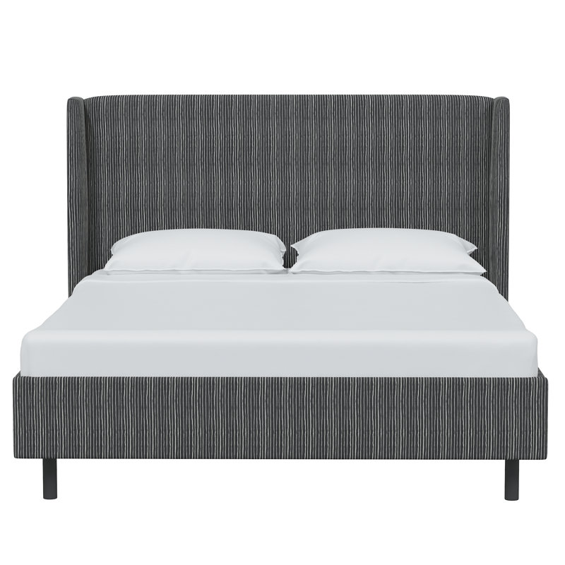 Lapa Upholstered Bed, Twin, Brush Stripe Ink