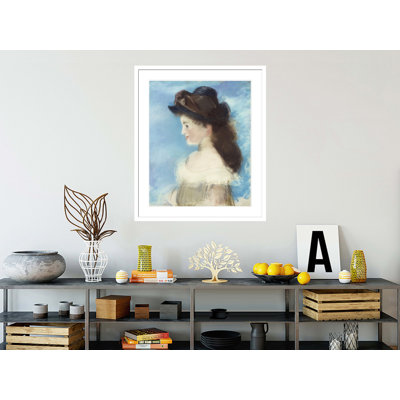 Portrait de Mademoiselle Hecht coiffé d'un chapeau vu de profil par Édrede Manet - Impression Giclée encadrée