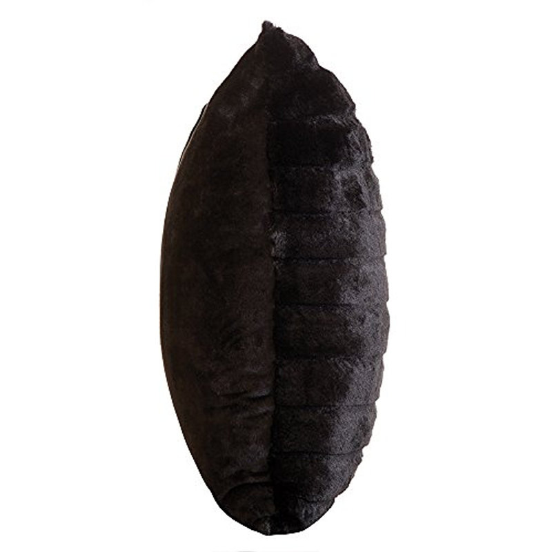Black Striped Faux Fur 18" Square Throw Pillow