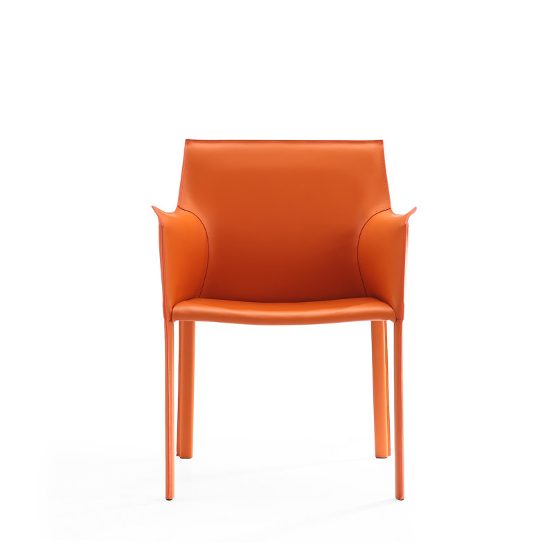 Paris Vegan Leather Upholstered Metal Side Chair, Corail