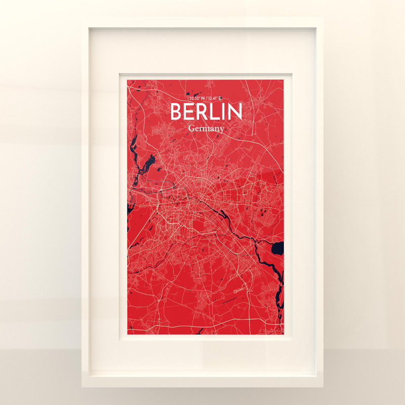 Berlin City Map in Nautical 1 Piece Wall Art, 36cm H x 24cm W x 0.05cm D