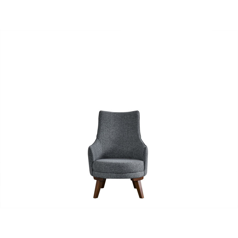 Élégant fauteuil à oreilles, tissu gris clair, 28,3 po x 34,3 po x 40,2 po | Structure et panneau en bois de hêtre, coussins 100% polyester, mousse douce et plumes | Nettoyage à sec et confort élégant pour le salon et le bureau