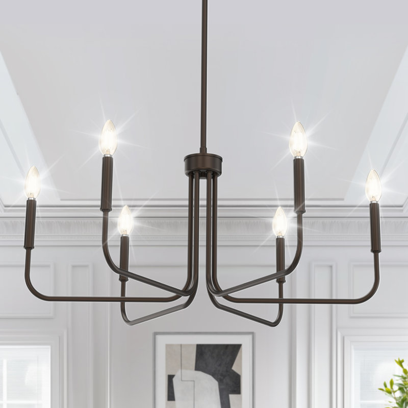 Lustre style industriel 6 lumières, Bronze