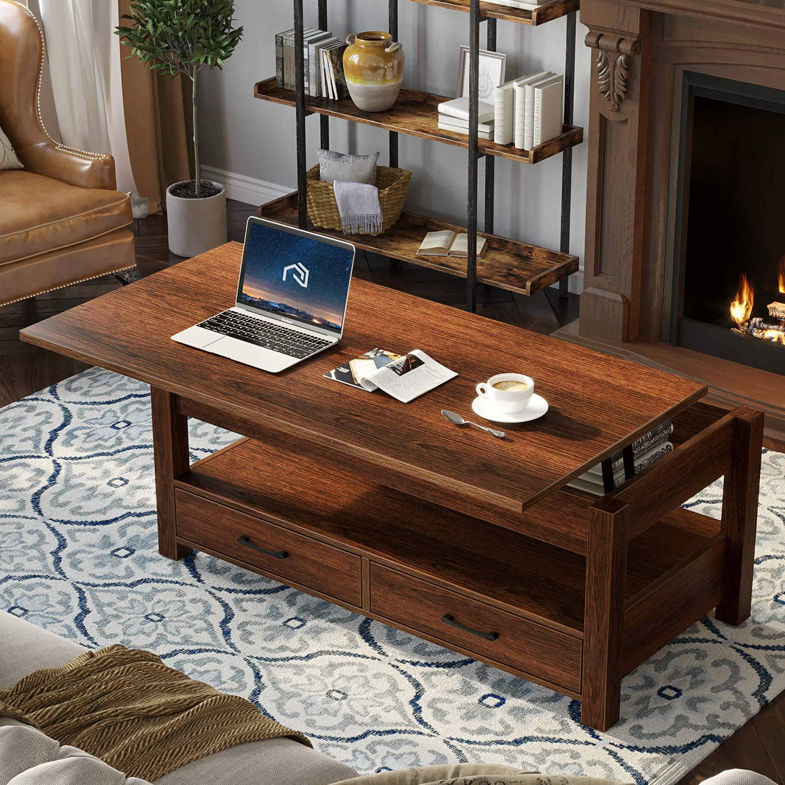 Millwood Pines Eoghan Lift Top Coffee Table with 2 Drawers & Reviews | Wayfair