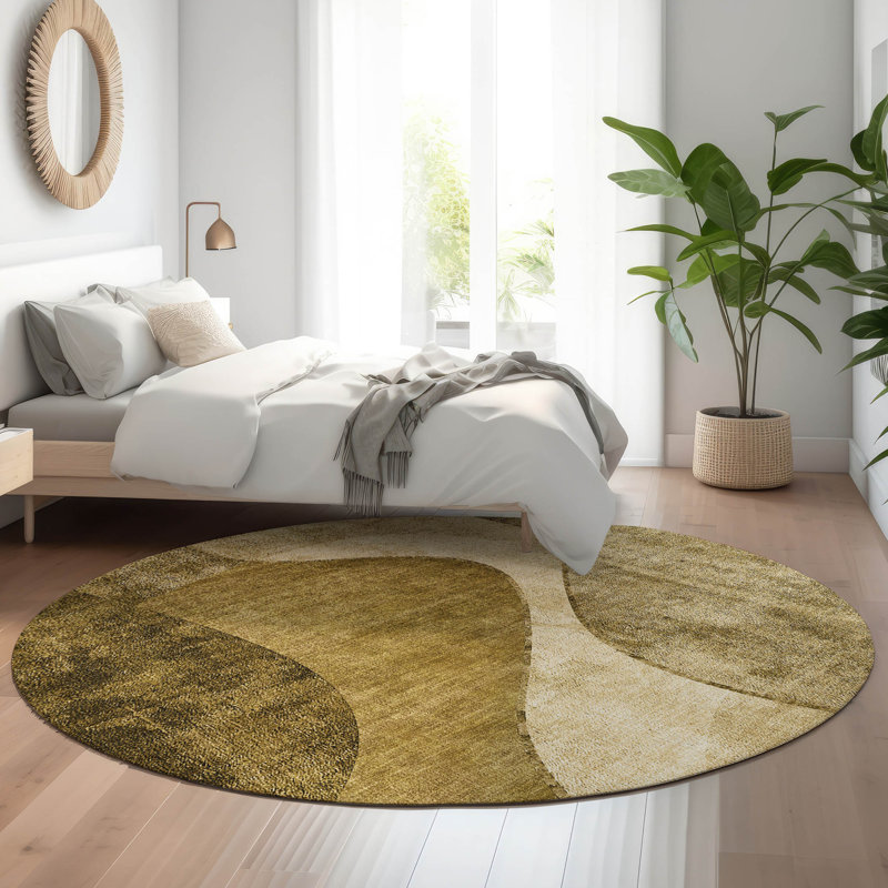 Tapis brun Cerrito lavable à la machine de qualité supérieure, Rond 8 pi