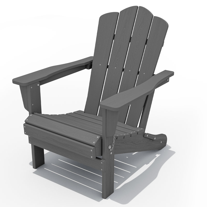 HDPE Folding Adirondack Chair, Gray