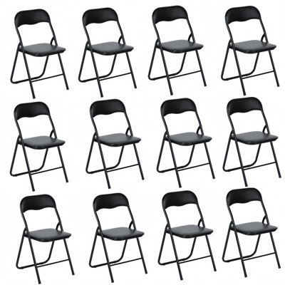 Nazira Faux Leather Padded Stackable Folding Chair Set of 12