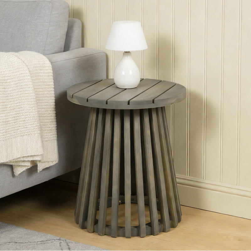 Table d'appoint d'extérieur en bois d'acacia, Gris