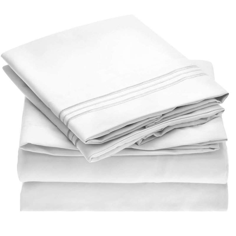 Microfiber Sheet Set, Twin Sheet Set with 1 Pillowcase, White