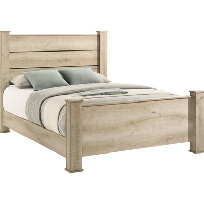 Weathered Oak Queen Bed With Scratch - Surface, Build, Bedroom Practicality Transitional Panel Color, Construction, Rustic Atmosphere Creation