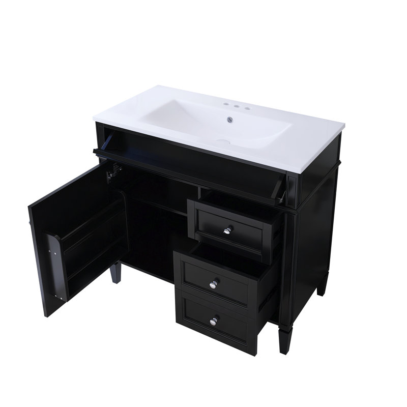 Meuble-lavabo sur pied 36 po, Argent argent, Noir, noir, noir, noir
