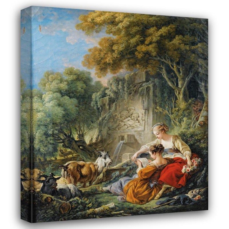 "Lecture de la lettre" par François Boucher - Toile tendue avec châssis, H 48 po x l 33 po