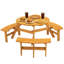 Ensemble de table de pique-nique 6 personnes avec 3 bancs intégrés et trou pour parasol, jaune-1975304511