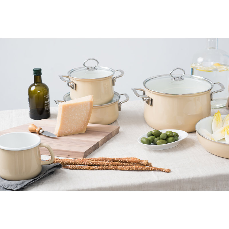 Riess Kelomat Avorio Non-Stick Stainless Steel Standard Pot, 18 cm H x 25.5 cm W x 34 cm D