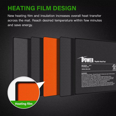 iPower 8 Inch x 18 Inch Reptile Heat Mat - 24W Under Tank Heater with Adjustable Thermostat for Turtles, Snakes, Lizards & Amphibians, 2 Pack
