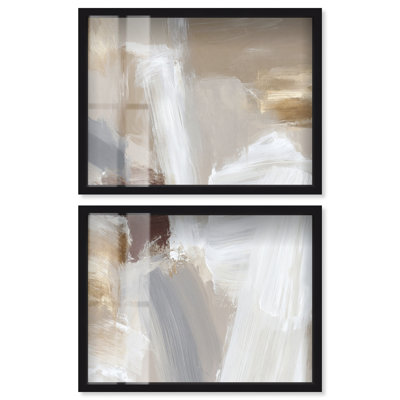 Infinite Neutral I Shadowbox Print Minimalist Wall Art Set by Art Remedy, Black Frame, 40 x 30