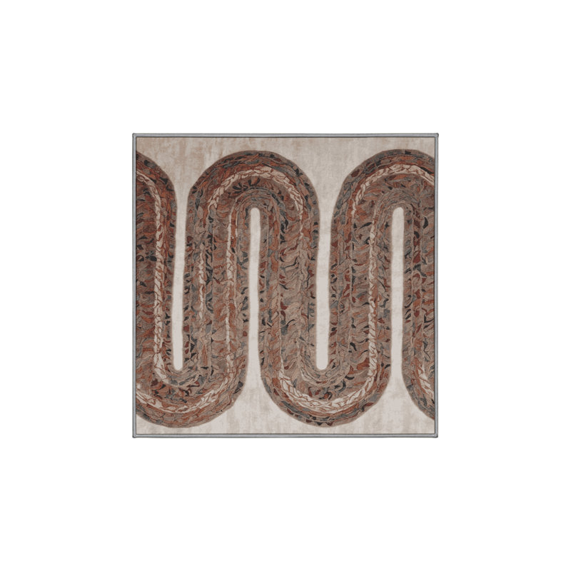 Machine Washable Gray Area Rug, Square 6'