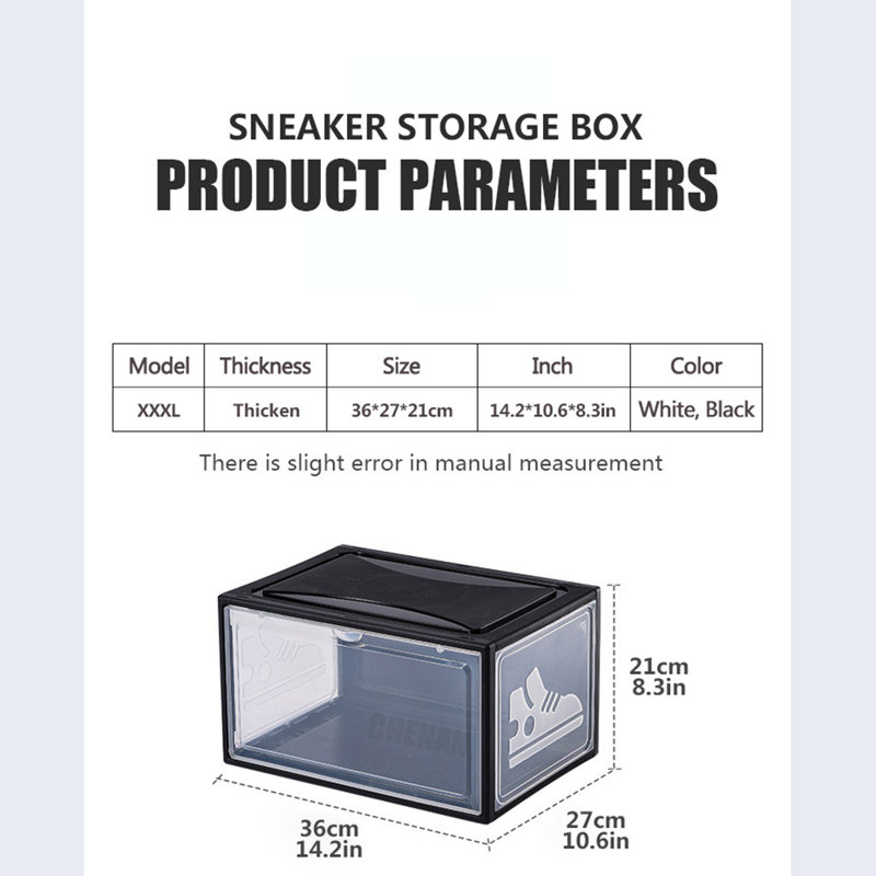 2 Pair Stackable Shoe Storage Box, Black