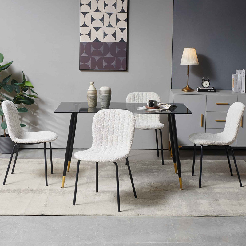 Chaise de salle à manger rembourrée Hollymead, Polyester blanc