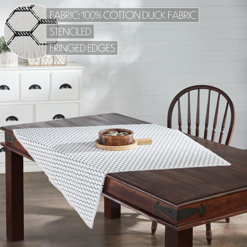  Down Home Square Geometric Cotton Table Topper
